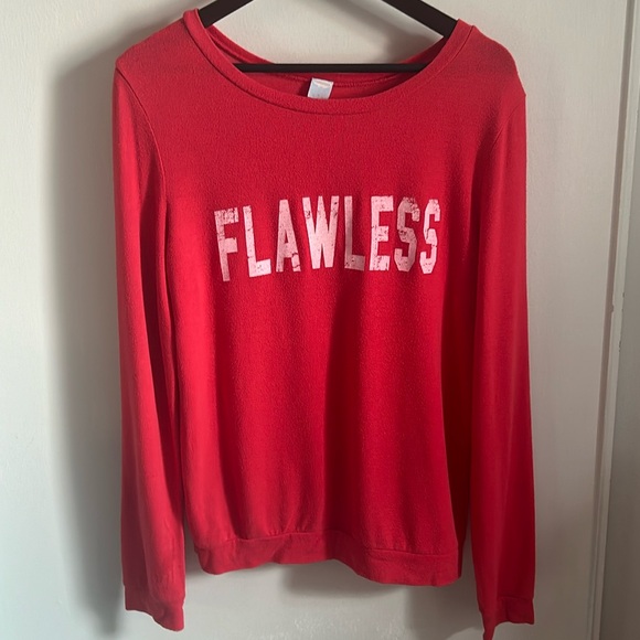 Oversized “Flawless” Print Lightweight Slub Pullover Shirt - Picture 9 of 10